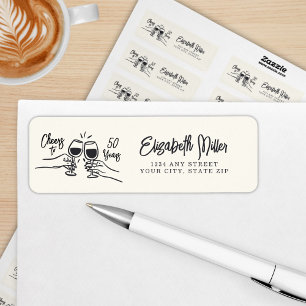 Etiqueta Divertidos Cheers dibujados a mano para cumpleaños