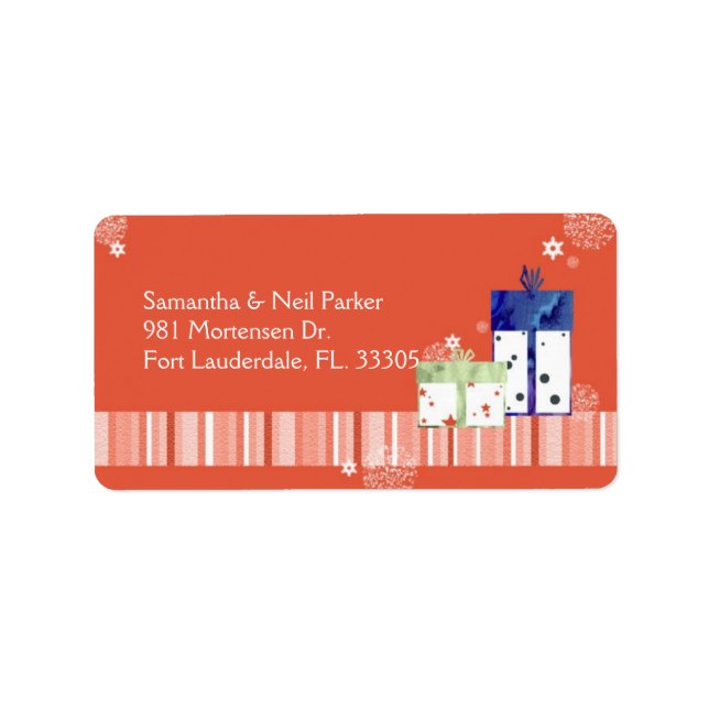 Etiqueta Divertidos Navidades Regalos Dirección de vacacion (Frente)