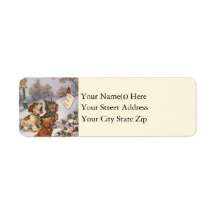 Etiqueta Divertidos perros vintage cantan Navidades villanc