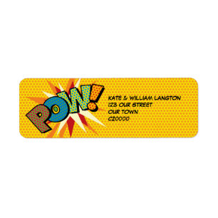 Etiqueta Diviértete con arte pop de cómic retro POW