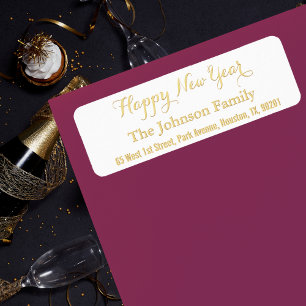 Etiqueta DIY Personalizado Faux Gold Happy New Year Return 