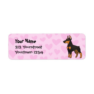 Etiqueta Doberman Pinscher Love (orejas puntiagudas)
