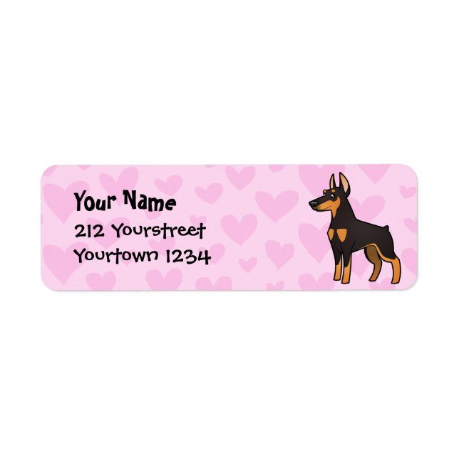Etiqueta Doberman Pinscher Love (orejas puntiagudas) (Frente)