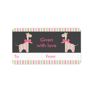Etiqueta Doble Chica Giraffe Bookplate