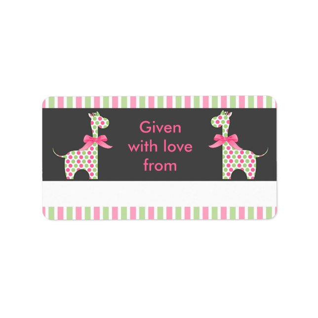 Etiqueta Doble Chica Giraffe Bookplate V2 (Frente)