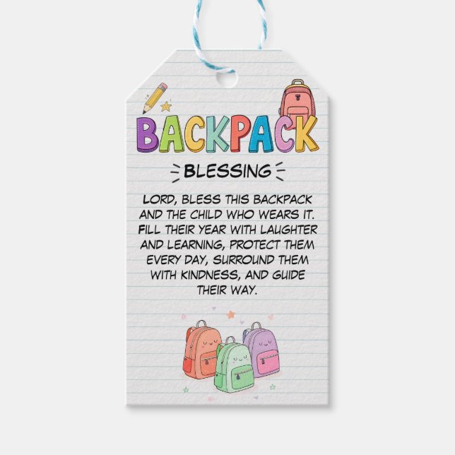 Etiqueta Doble de Bendición para Mochila (Anverso)