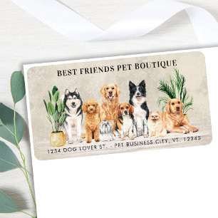 Etiqueta Dog Groomer Pet Care Puppy Dogs Dirección de devol