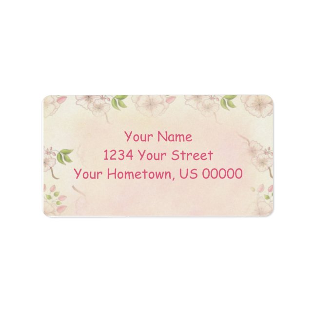 Etiqueta Dogwood y budos rosados (Frente)