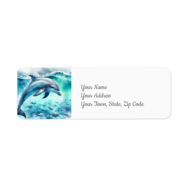 Etiqueta Dolphin Under the Sea Coastal Beach (Frente)