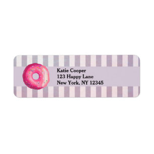 Etiqueta Donut Con Escarcha Rosa Y Rocico