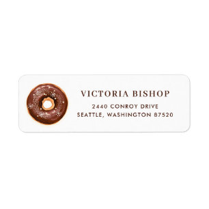 Etiqueta Donut de chocolate con Navidades de copos de nieve
