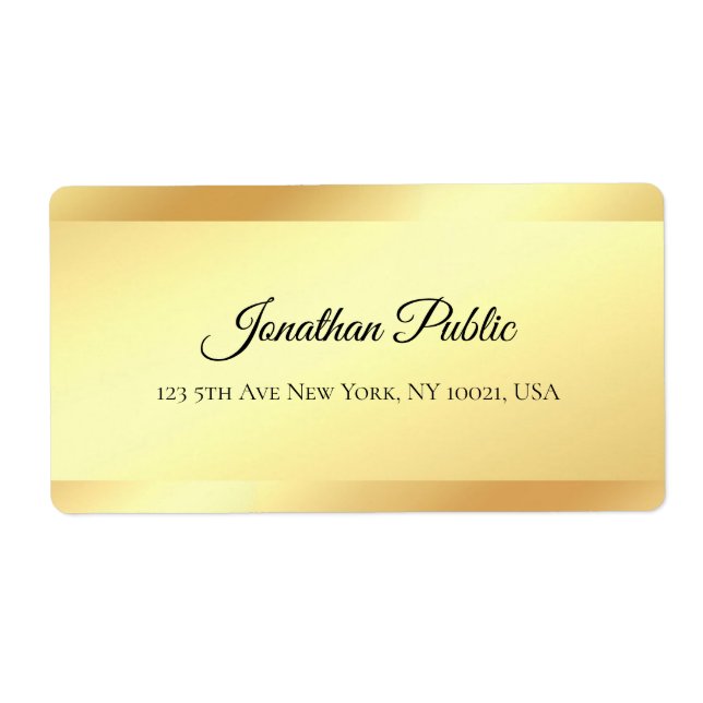 Etiqueta Dorado Aspecto Guión manuscrito Elegante Lujoso (Frente)