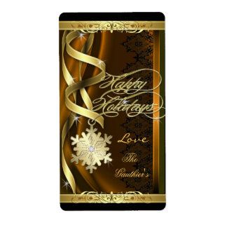 Etiqueta Dorado copo de nieve Dreams Holiday Wine Bronze La