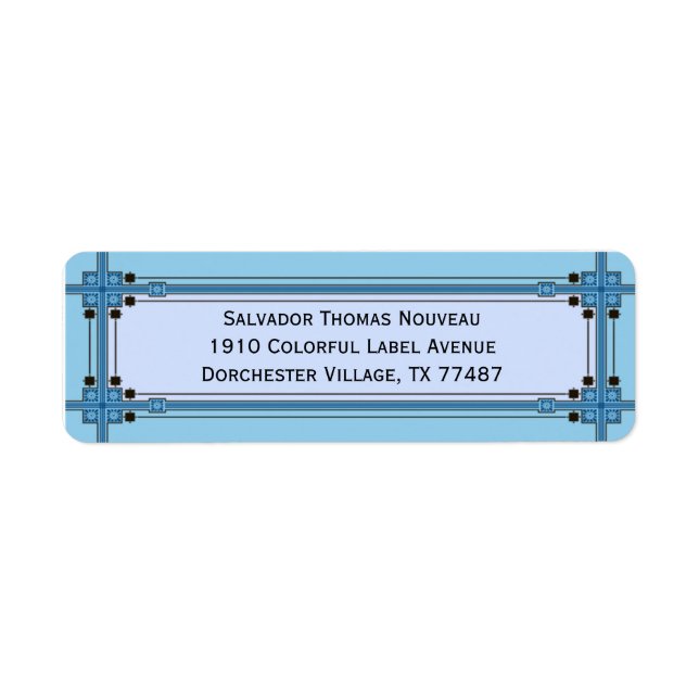 Etiqueta Dorchester en azul claro y azul real (Frente)