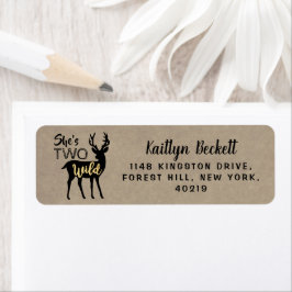 Etiqueta Dos Chicas silvestres Woodland Deer segundo cumple