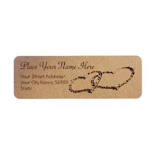 Etiqueta Dos Corazones En La Arena