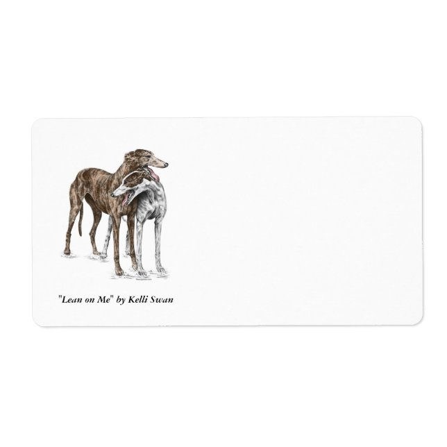 Etiqueta Dos Greyhound Friends Dog Art (Frente)