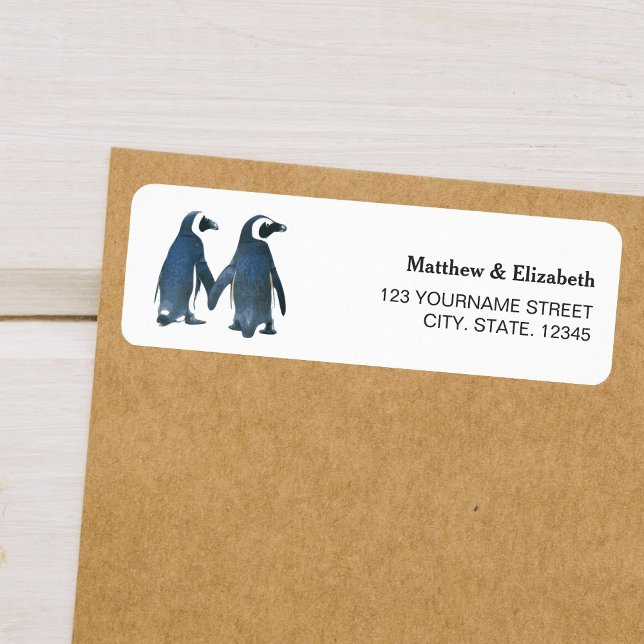 Etiqueta Dos Pingüinos Adorables | Boda Romántica (Subido por el creador)