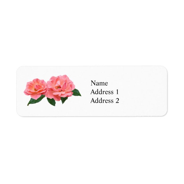 Etiqueta Dos rosas rosadas Delicadas (Frente)