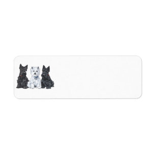 Etiqueta Dos Scotties y un Westie