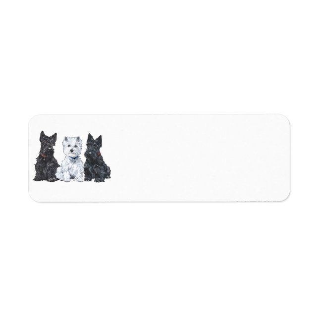 Etiqueta Dos Scotties y un Westie (Frente)