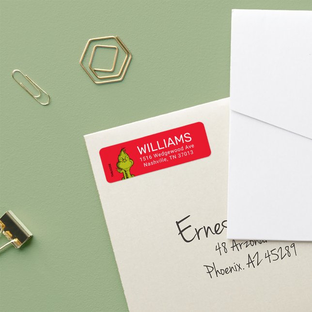 Etiqueta Dr. Seuss | Merry Grinchmas Grinch Holiday Lab (Label on envelope)