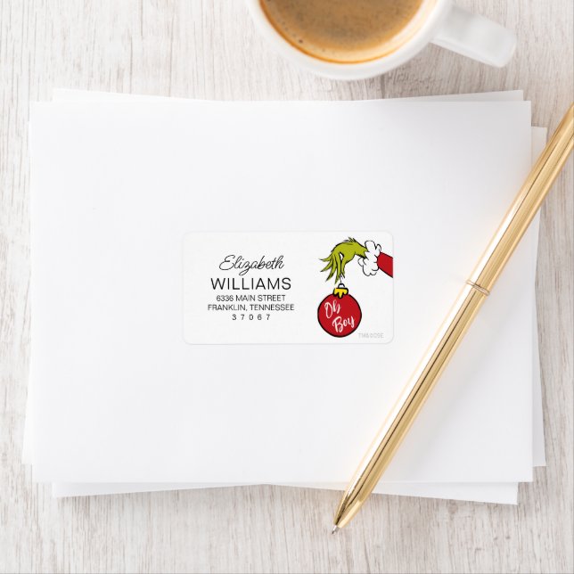 Etiqueta Dr. Seuss | Oh Boy Grinch Baby Shower (In situ)