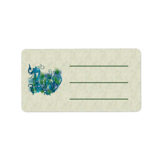 Etiqueta Dragón con manchas azules