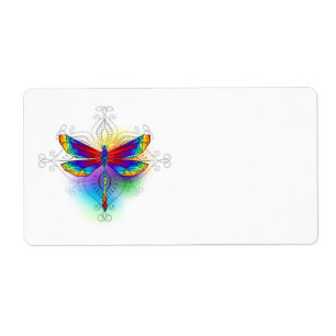 Etiqueta Dragón poligonal arcoiris