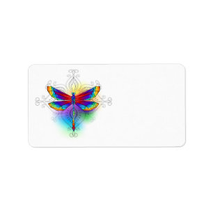 Etiqueta Dragón poligonal arcoiris