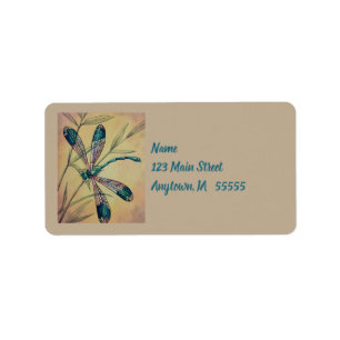 Etiqueta Dragonfly de época Nº 4 y acuarela de color foll