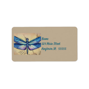 Etiqueta Dragonfly n° 6 y arte acuático de hierba