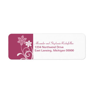 Etiqueta Dramáticos Swirls Floral Return Address Labs, Fuch