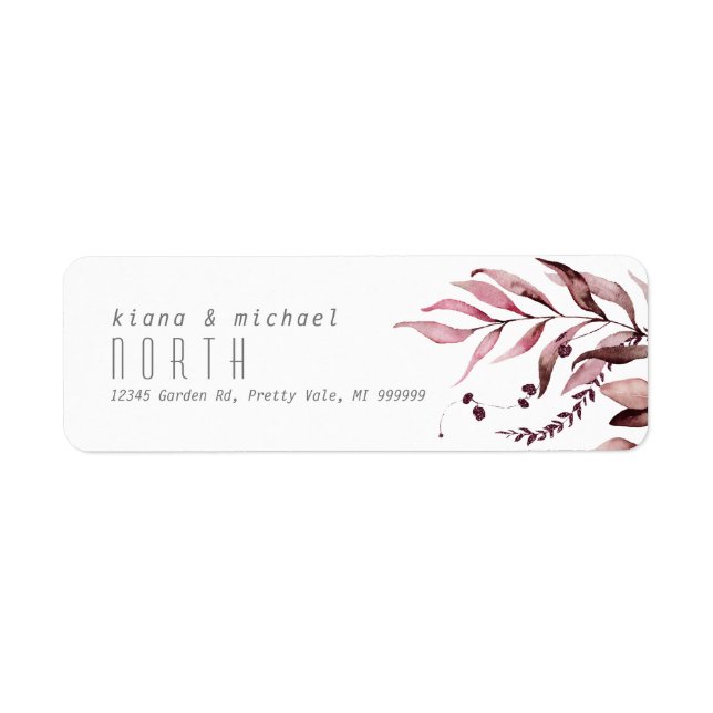 Etiqueta Dreamy Foliage Boda V1 Burgundy ID817 (Frente)