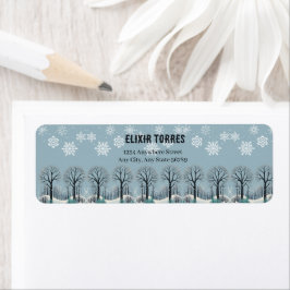 Etiqueta Dreamy Winter Forest Snowflakes Baby Shower