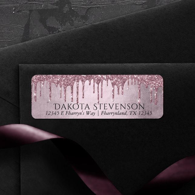 Etiqueta Drin Girly Purpurina | Dusty Mauve Shimmer rosa (Subido por el creador)