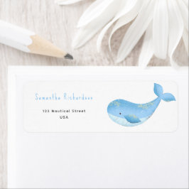Etiqueta Ducha de bebé de ballena acuarela
