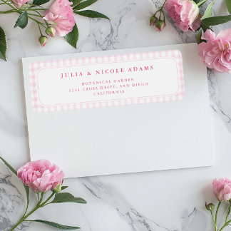 Etiqueta Ducha de bebé de osito de gingham rosa corazón peq