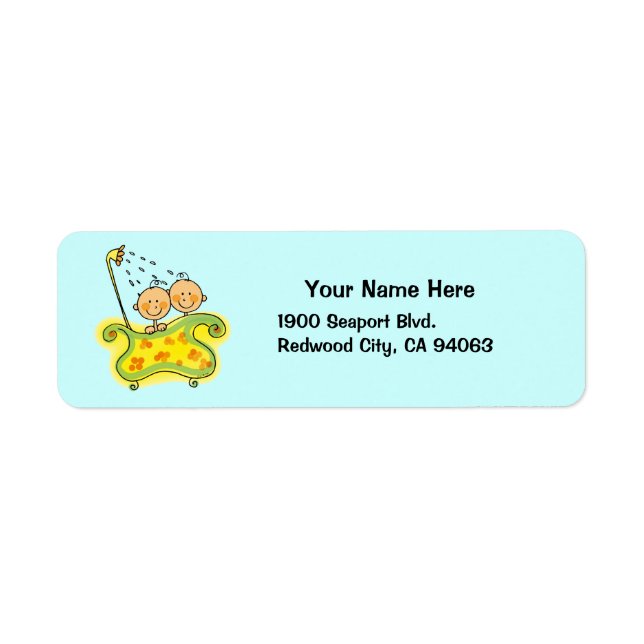 Etiqueta Ducha de bebé para mellizos (niño) (Frente)