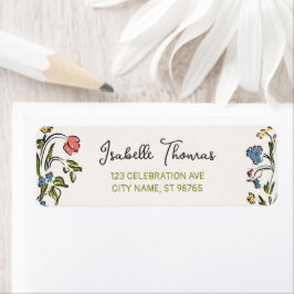 Etiqueta Ducha de Novia Floral Dibujada a Mano