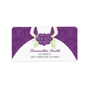 Etiqueta Ducha de novia Purple Damask