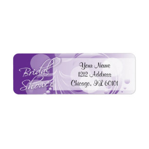 Etiqueta Ducha de novias en un morado y blanco
