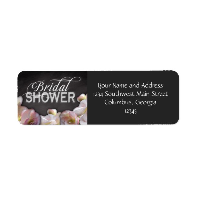 Etiqueta Ducha de novias Floral & Chalkboard (Frente)