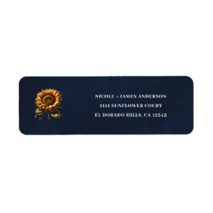 Etiqueta Ducha nupcial de girasol ruso azul