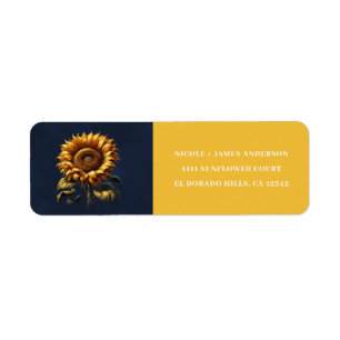 Etiqueta Ducha nupcial de girasol ruso azul