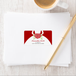 Etiqueta Ducha nupcial roja elegante