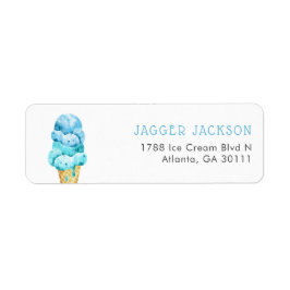 Etiqueta Dulce acuarela Azul Ice Cream Return Address