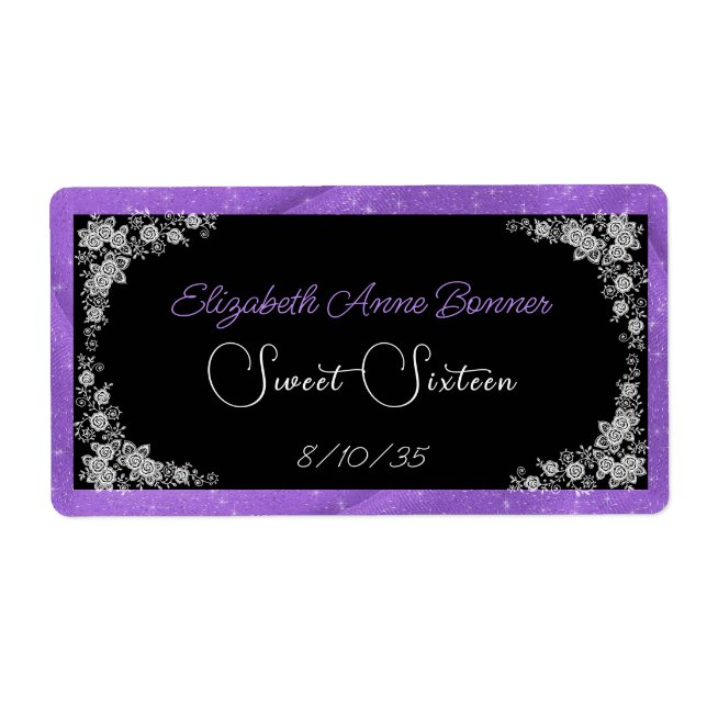 Etiqueta Dulce Dieciséis Ropa Blanca Rosa Agua Negra (Frente)