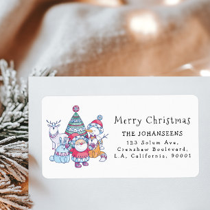 Etiqueta Dulce Dirección de Navidad con Garabatos Nórdicos