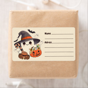 Etiqueta Dulce Fantasma de Halloween en Estilo Kawaii
